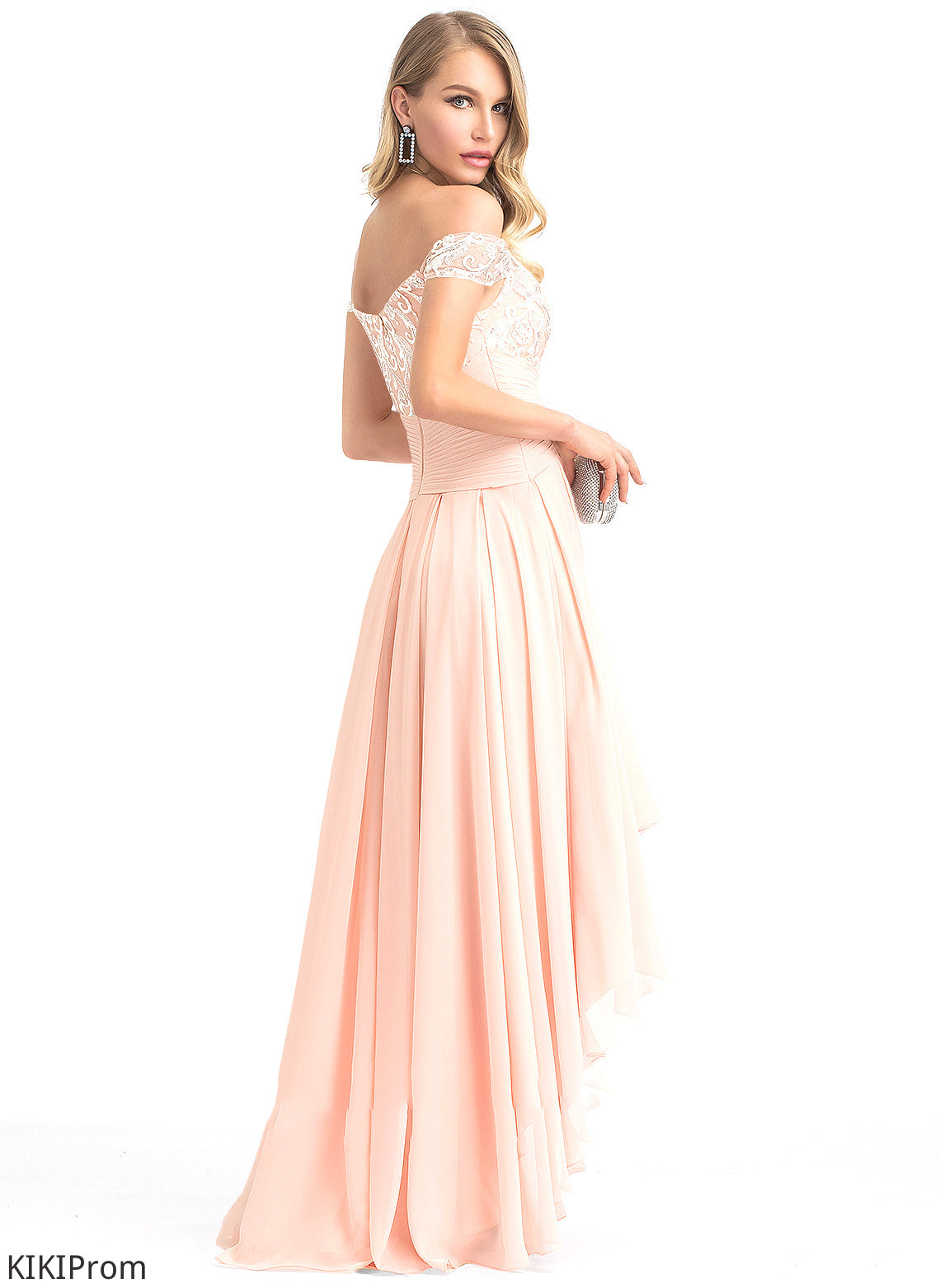 Chiffon Prom Dresses A-Line Sequins With Lyric Asymmetrical Off-the-Shoulder