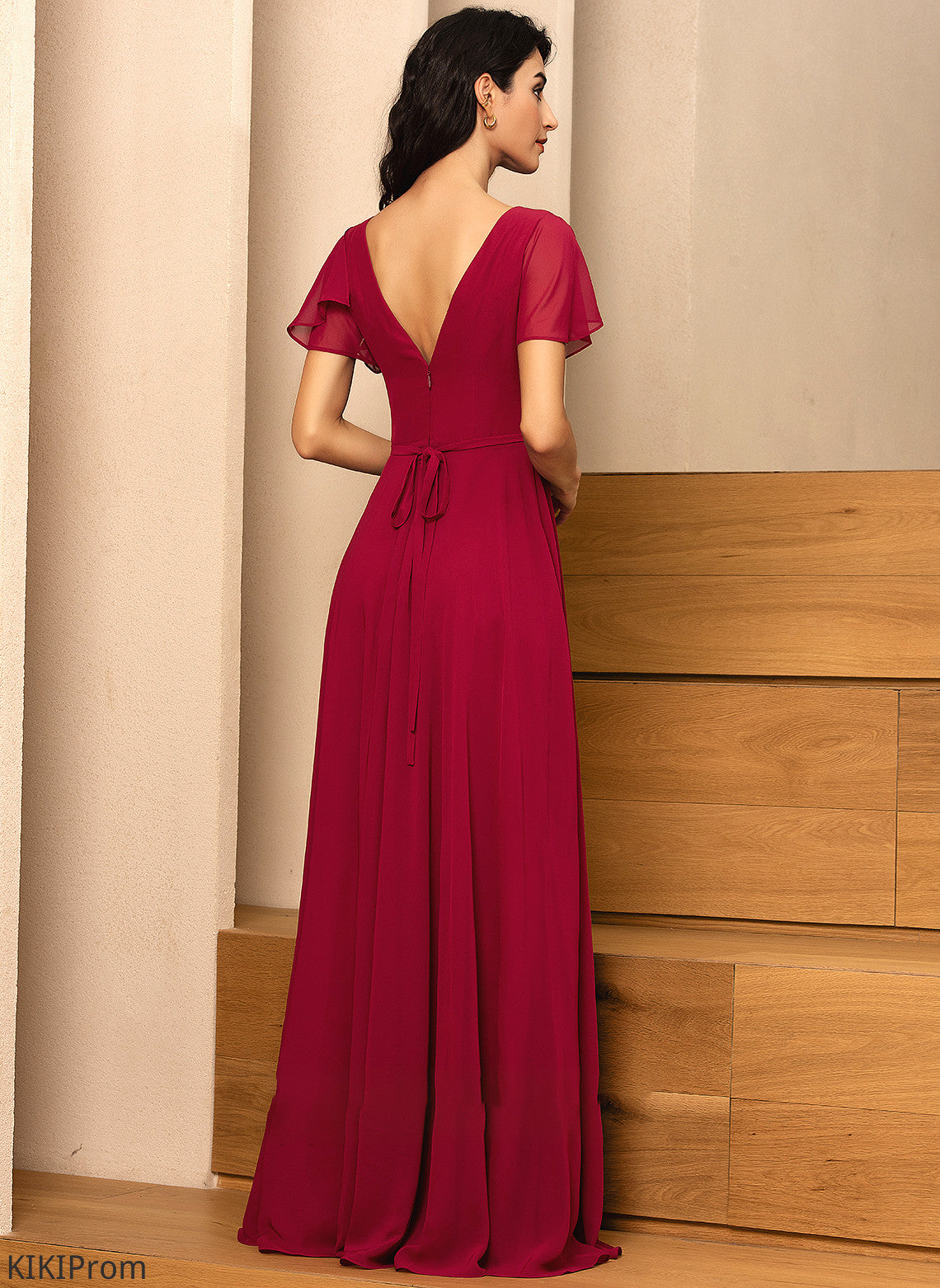 Straps A-Line Neckline Length V-neck Silhouette Fabric Floor-Length Mayra Natural Waist A-Line/Princess Sleeveless Bridesmaid Dresses
