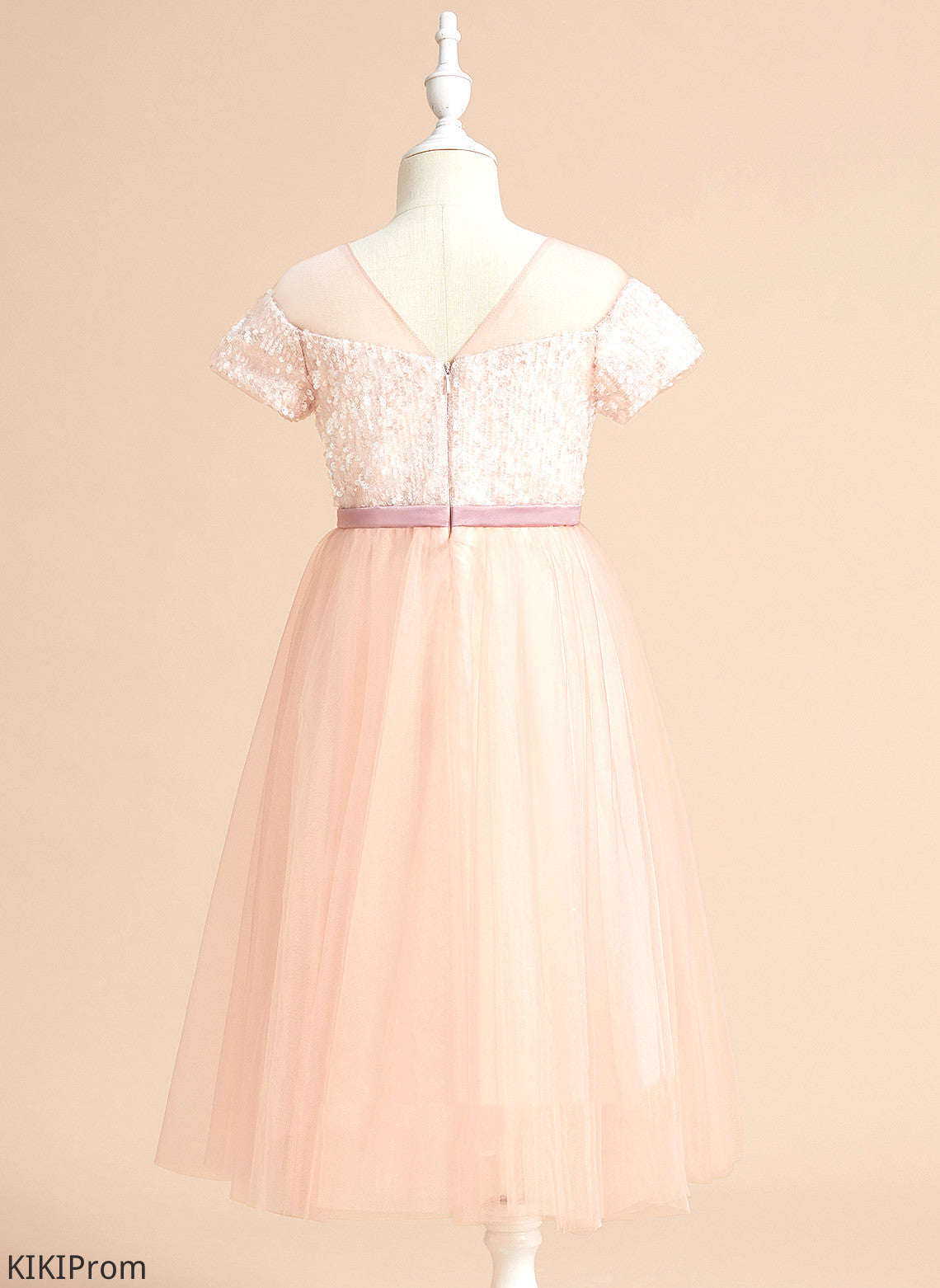 A-Line With Short Tea-length Scoop Dress Girl Neck Sophronia Sash/Bow(s) - Sleeves Tulle Flower Flower Girl Dresses
