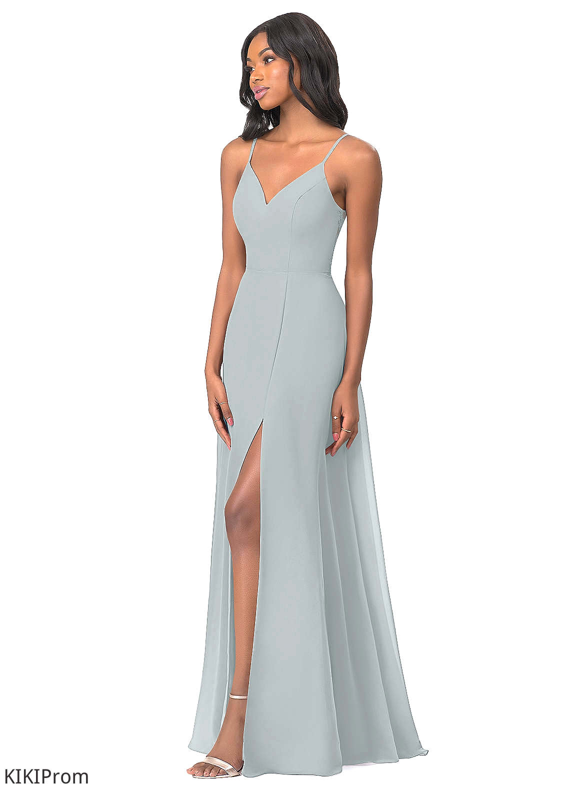 Margery Spaghetti Staps Sleeveless Floor Length Natural Waist A-Line/Princess Bridesmaid Dresses