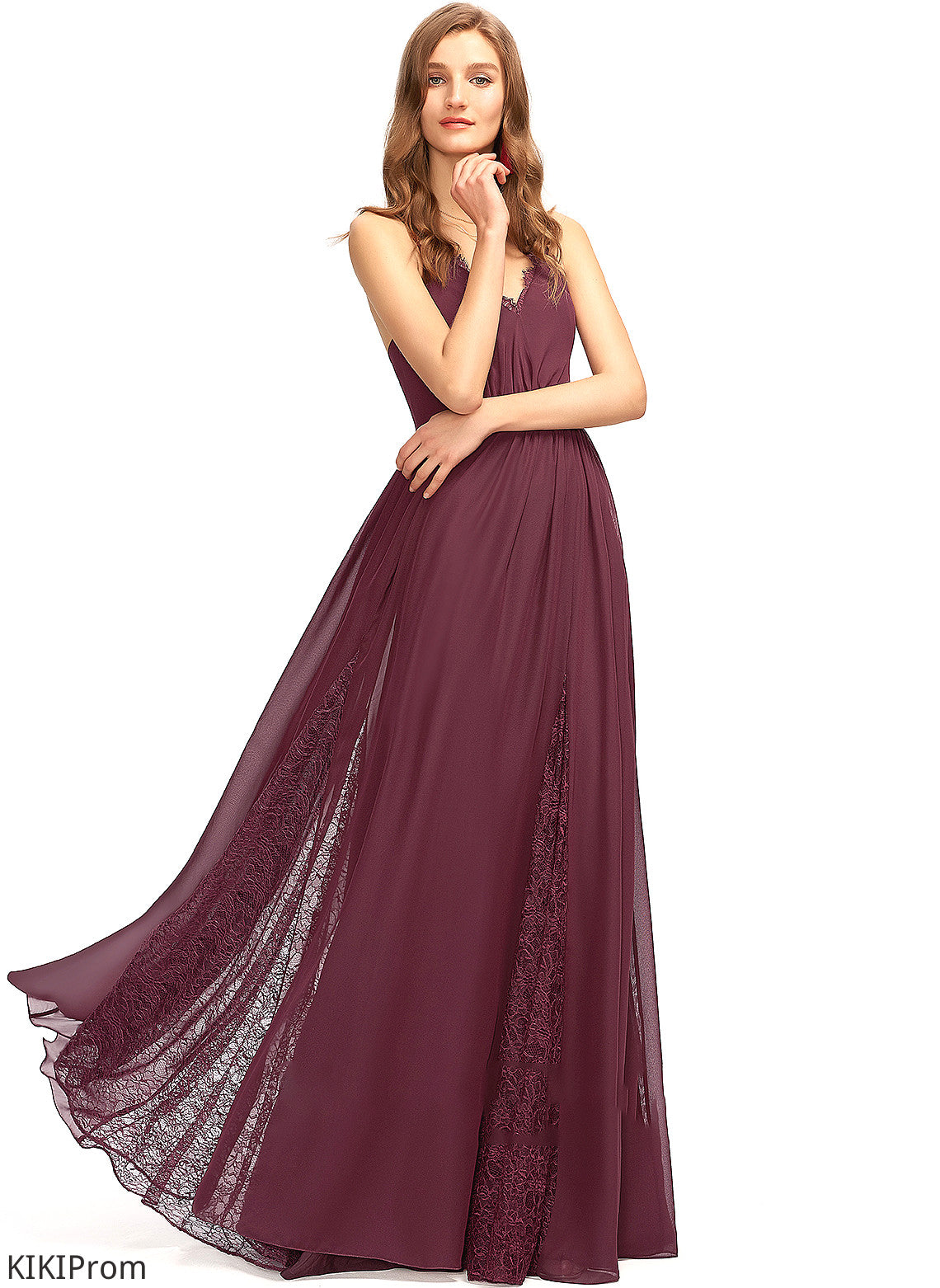 Straps Floor-Length Silhouette Neckline Fabric Length Lace A-Line V-neck Harmony High Low A-Line/Princess Bridesmaid Dresses