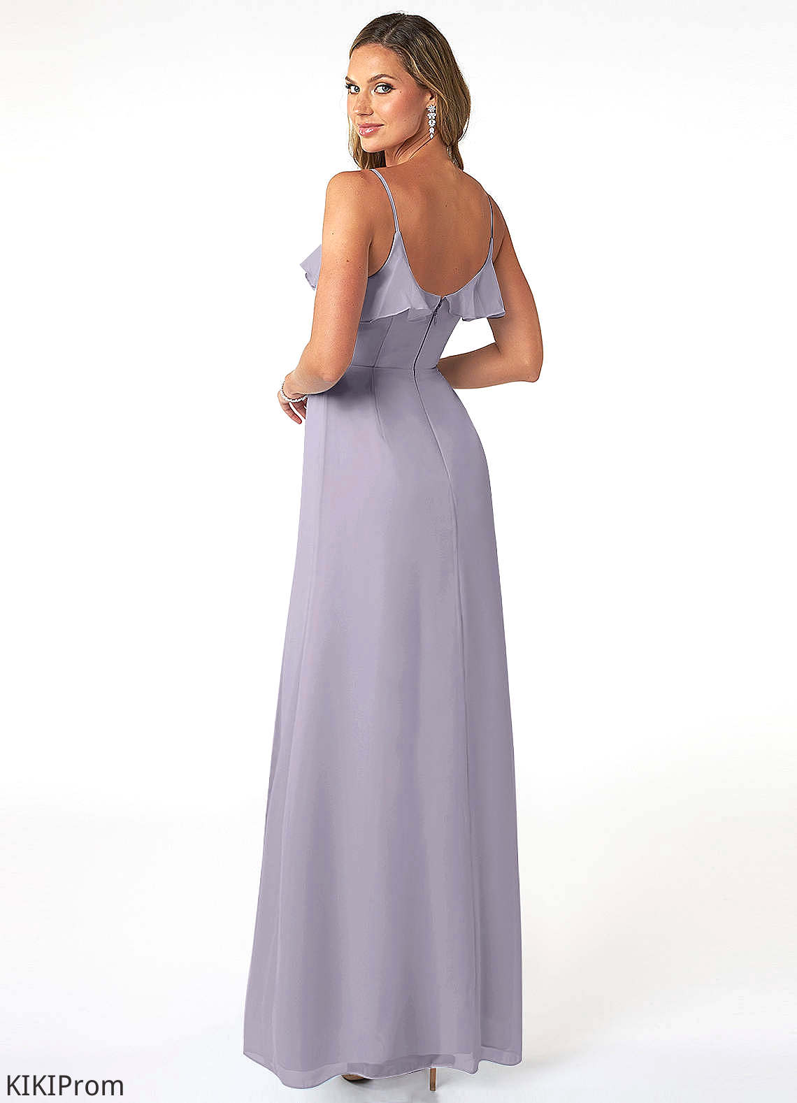 April Spaghetti Staps Floor Length Sleeveless Natural Waist A-Line/Princess Bridesmaid Dresses