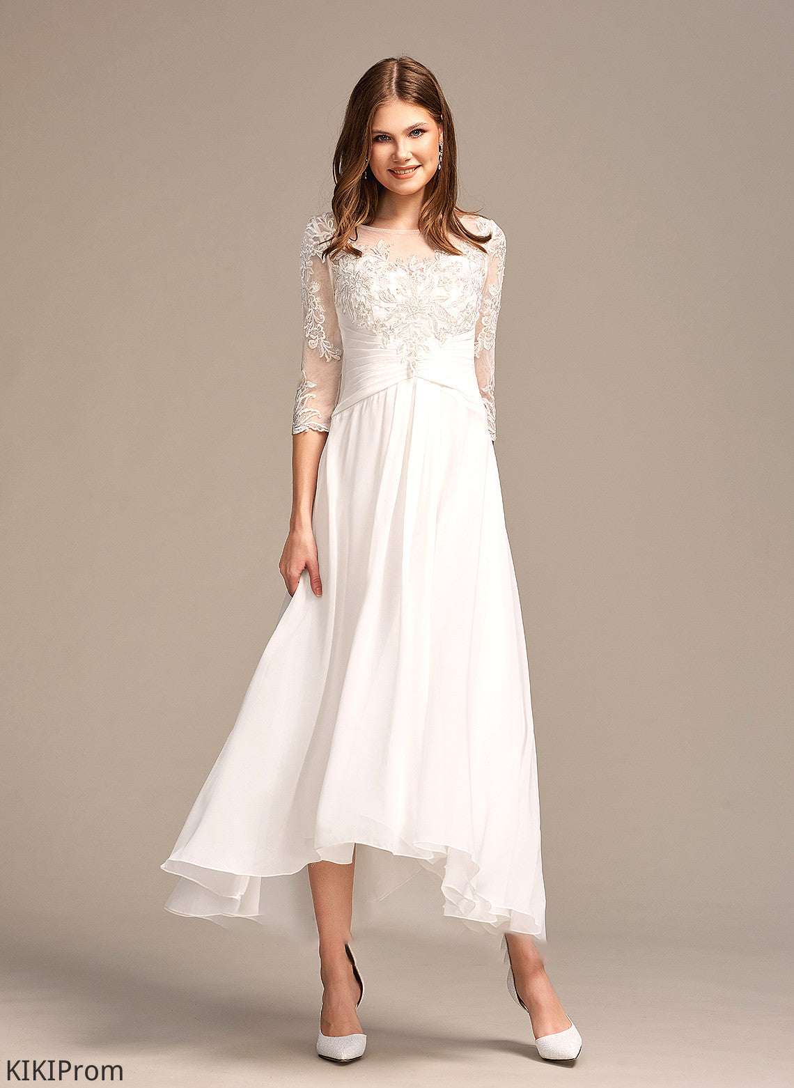Illusion A-Line Dress Asymmetrical With Wedding Jada Wedding Dresses Lace