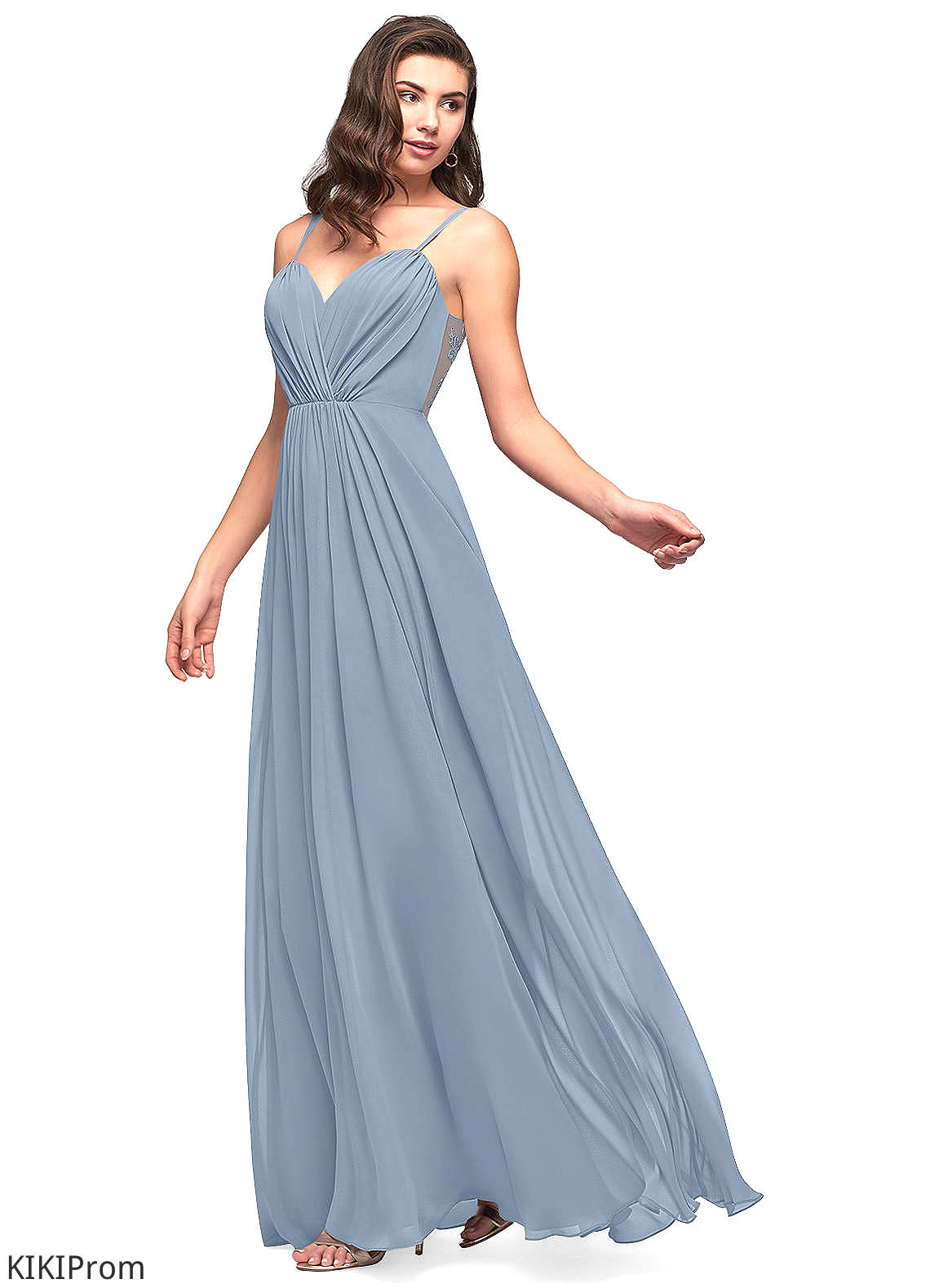 Libby Natural Waist Sleeveless Floor Length A-Line/Princess Spaghetti Staps Bridesmaid Dresses