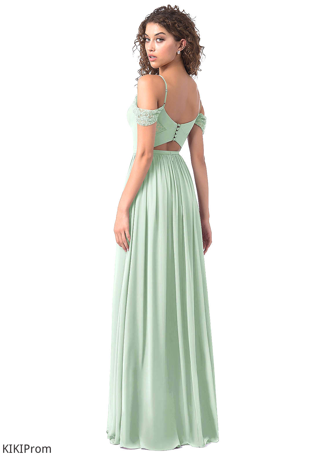 Jennifer V-Neck Sleeveless Spaghetti Staps Natural Waist Floor Length A-Line/Princess Bridesmaid Dresses