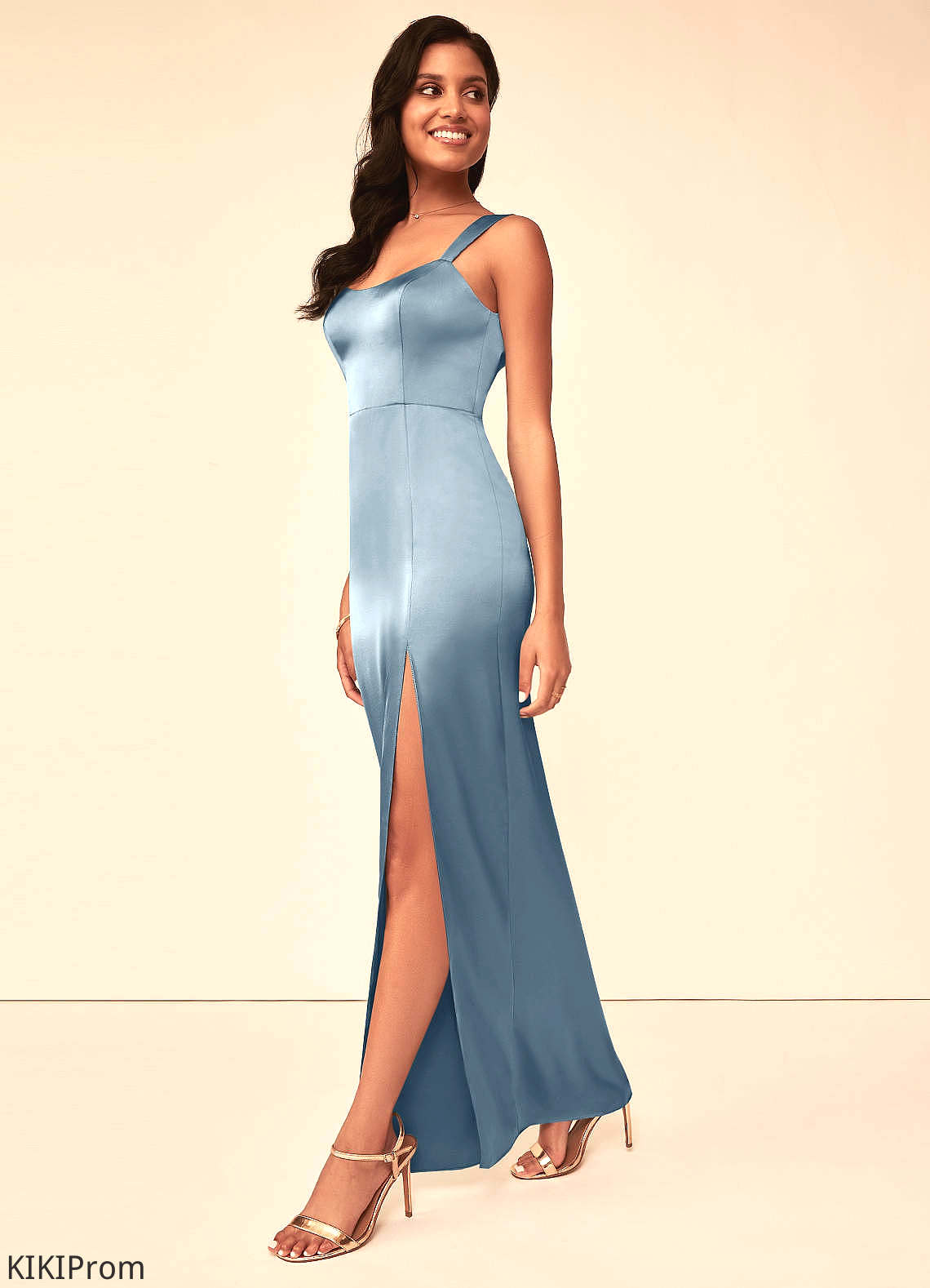 Kyra Sleeveless Floor Length A-Line/Princess Natural Waist Spaghetti Staps Bridesmaid Dresses