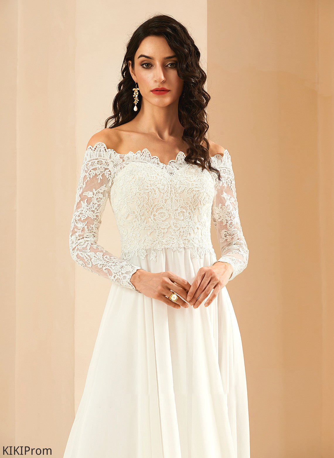 Lace Off-the-Shoulder Sweep Dress Wedding With Wedding Dresses A-Line Serenity Train
