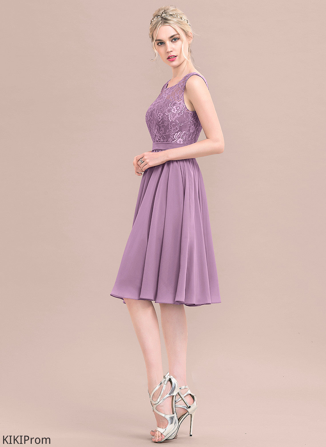 Straps Silhouette Lace Knee-Length SquareNeckline A-Line Length Fabric Neckline Imani Floor Length Sleeveless Bridesmaid Dresses