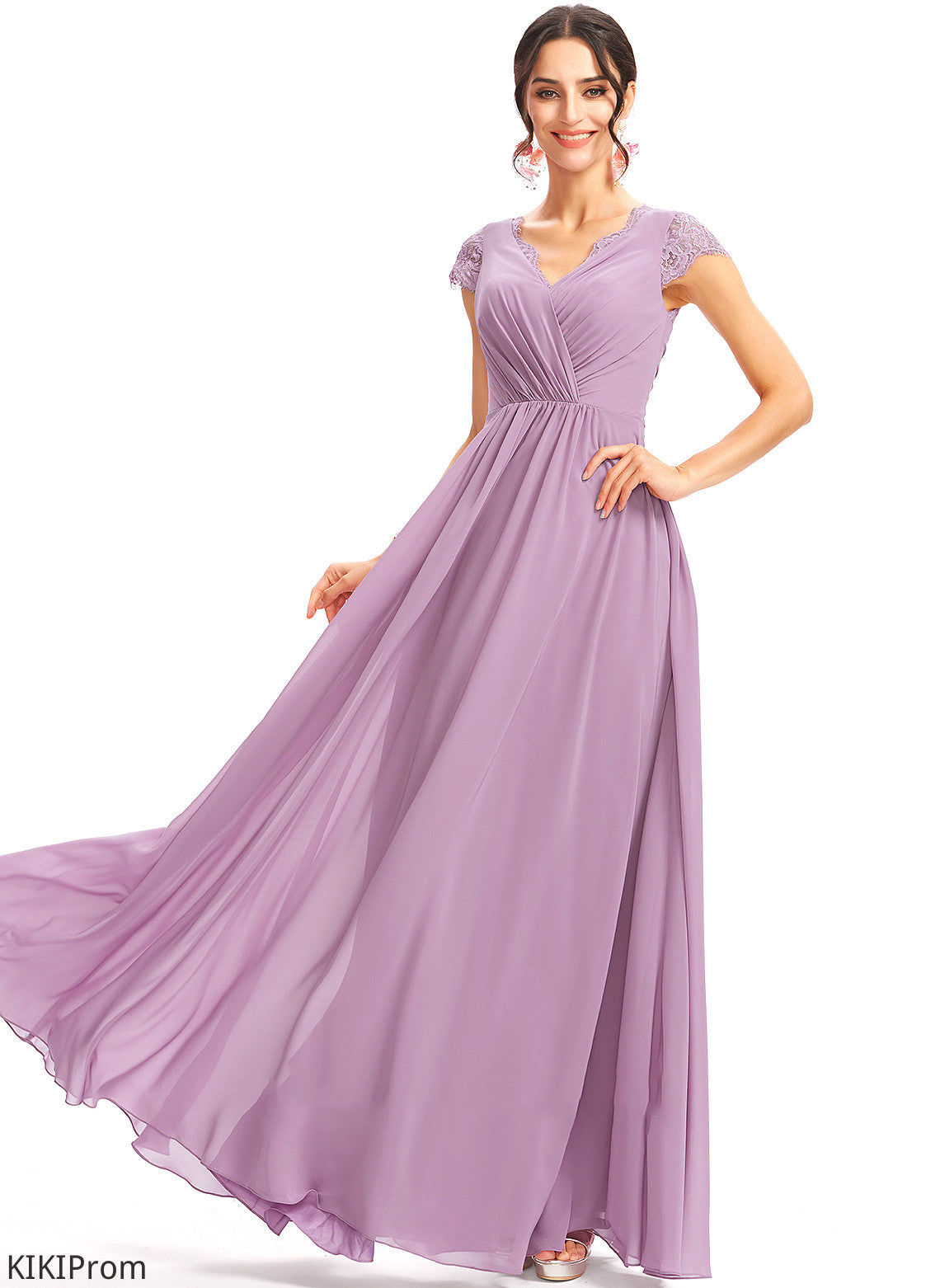 A-Line Silhouette Floor-Length Length Embellishment Neckline Lace V-neck Fabric Sydnee Floor Length Sequins Bridesmaid Dresses