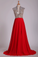2022 Prom Dresses V Neck A Line Beaded&Sequined With Slit Sweep Train Chiffon
