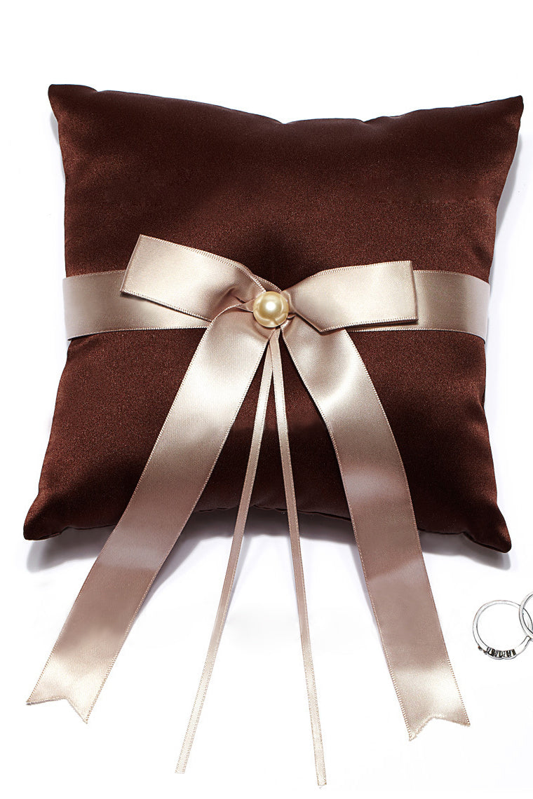 Chic Ring Pillow With Ribbons/Pearl