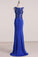 2022 New Arrival Spaghetti Straps Column Prom Dresses With Beading And Applique Spandex