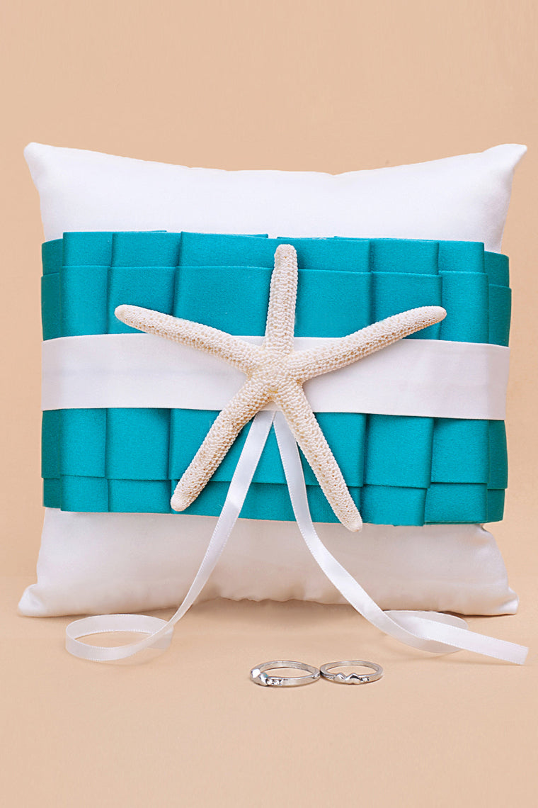 Beach Themed Ring Pillow With Starfish