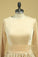 2022 Champagne Muslim Wedding Dresses Scoop A Line Long Sleeves Satin Plus Size