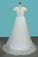 2024 Short Sleeves V Neck Wedding Dresses Tulle & Lace With Beading