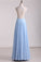 2022 Open Back A Line Prom Dresses Chiffon With Applique And Beads