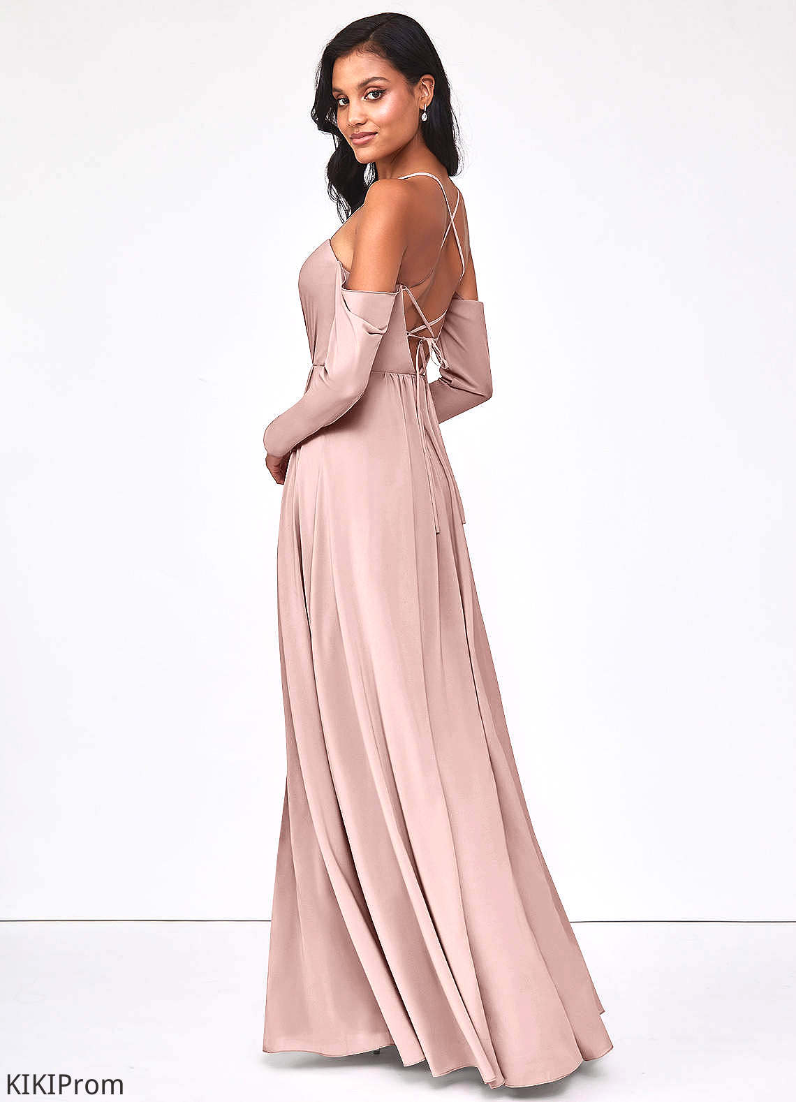 Clara Sheath/Column Sleeveless Floor Length Natural Waist V-Neck Bridesmaid Dresses