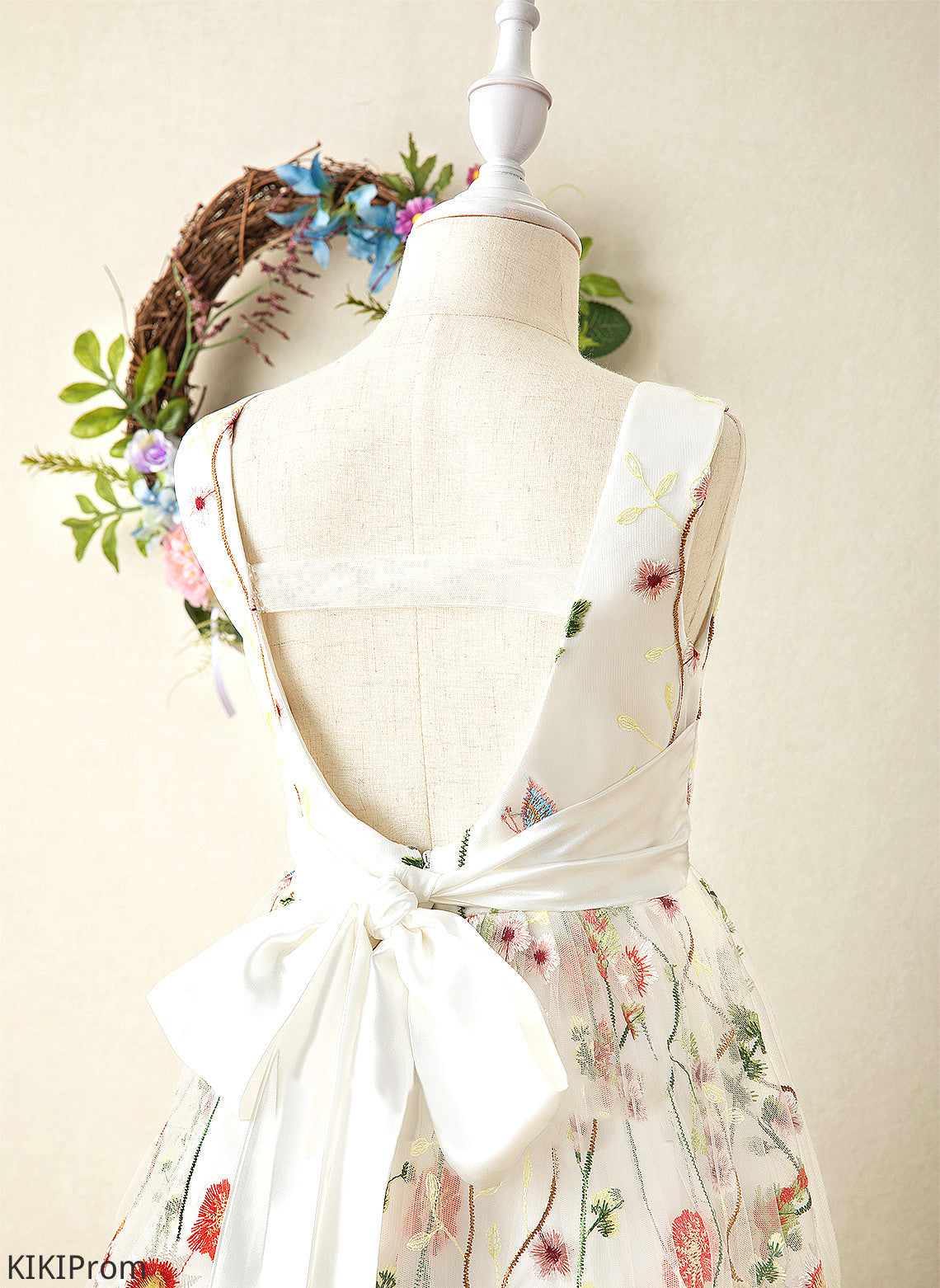 Sleeveless Flower Girl Dresses Dress V-neck Jewel A-Line Girl Floor-length With Jacquard - Flower(s)/Bow(s) Flower