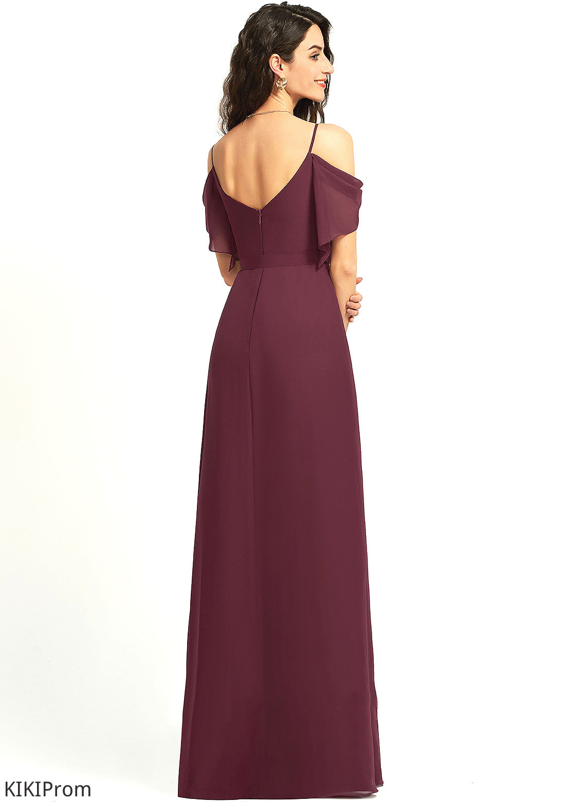 With Floor-Length V-neck Prom Dresses Janiyah Ruffle Chiffon A-Line