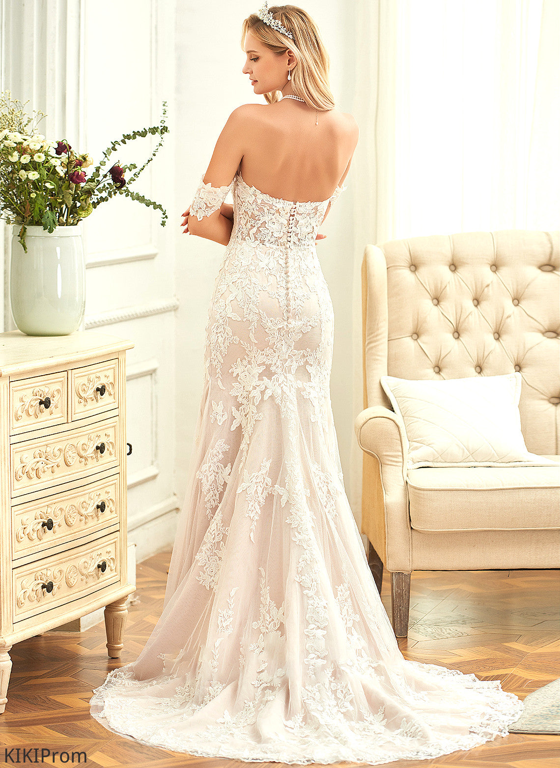 Dress Lexie Lace Wedding Train Tulle Court Off-the-Shoulder Trumpet/Mermaid Wedding Dresses