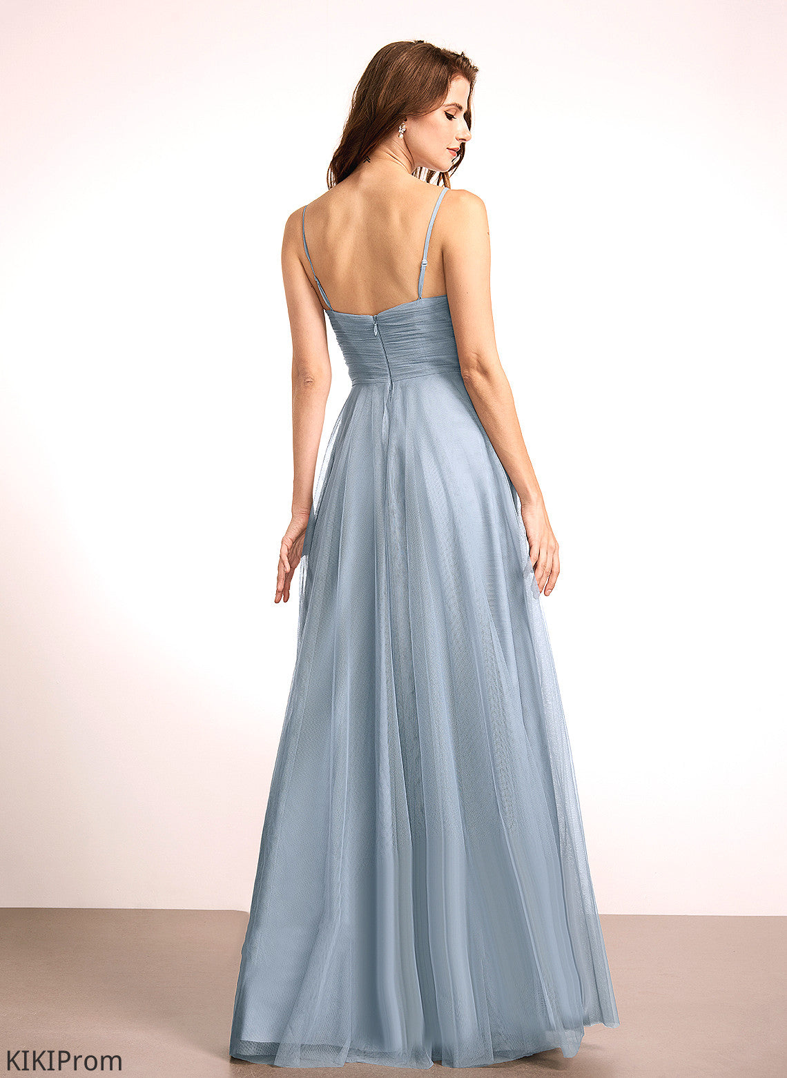 A-Line Silhouette Length Floor-Length Tulle Lace Straps&Sleeves Neckline V-neck Fabric Jacqueline Floor Length Bridesmaid Dresses