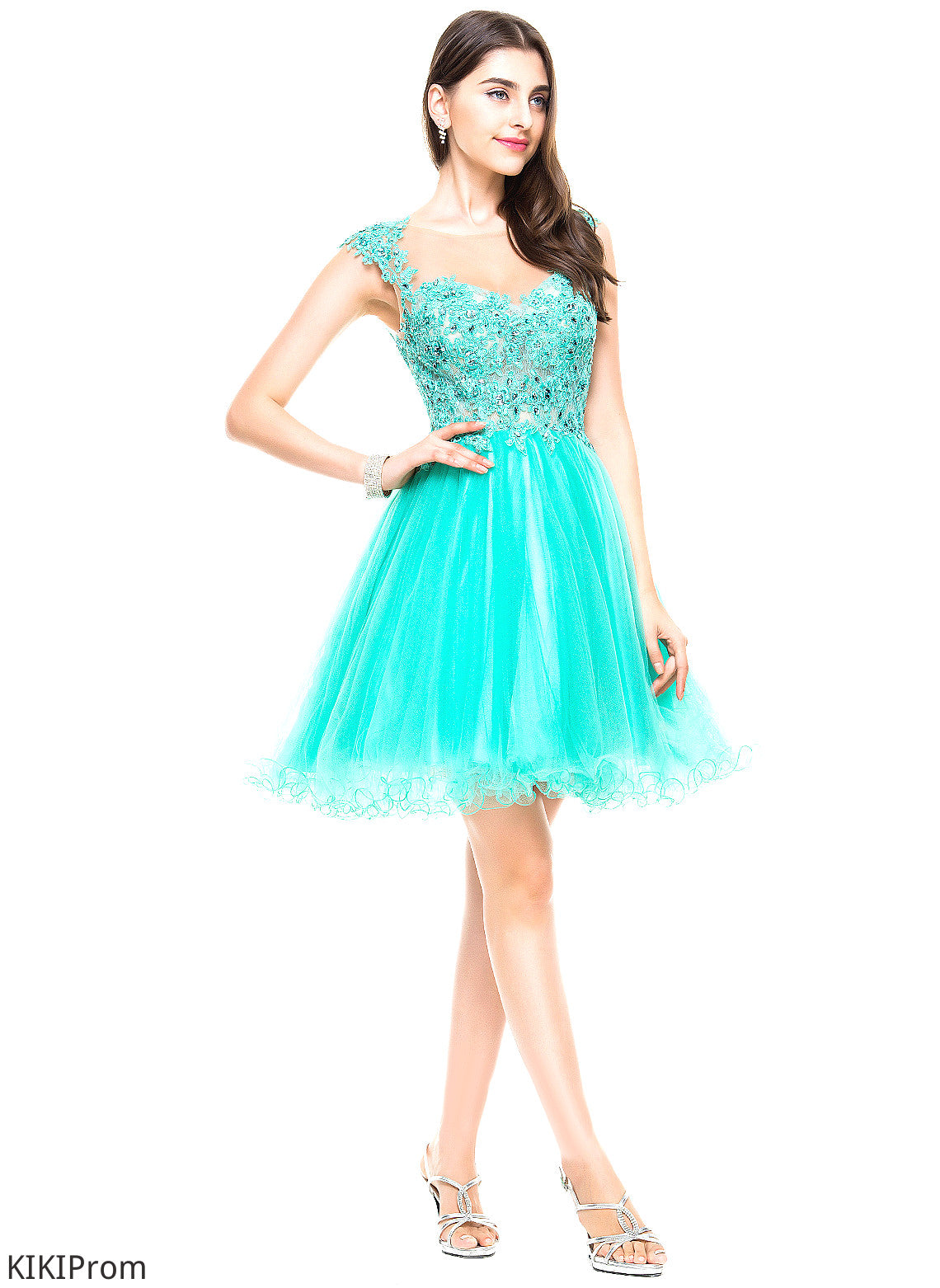 Homecoming Dresses Beading Sequins Appliques Tulle A-Line Dress Saniya Short/Mini Homecoming Lace Sweetheart With