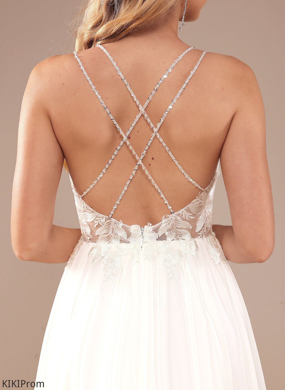 Dress A-Line Beading V-neck Lace Train Wedding Dresses Sequins With Kaitlin Sweep Chiffon Wedding