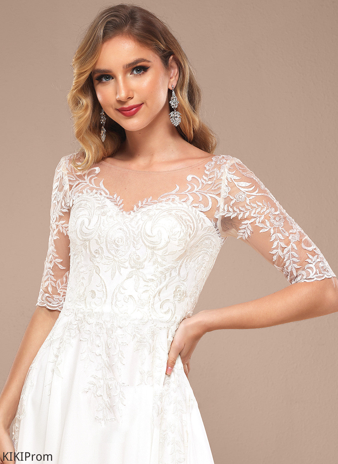 Lace Dress V-neck Jamya Wedding Dresses Chiffon Wedding Floor-Length A-Line