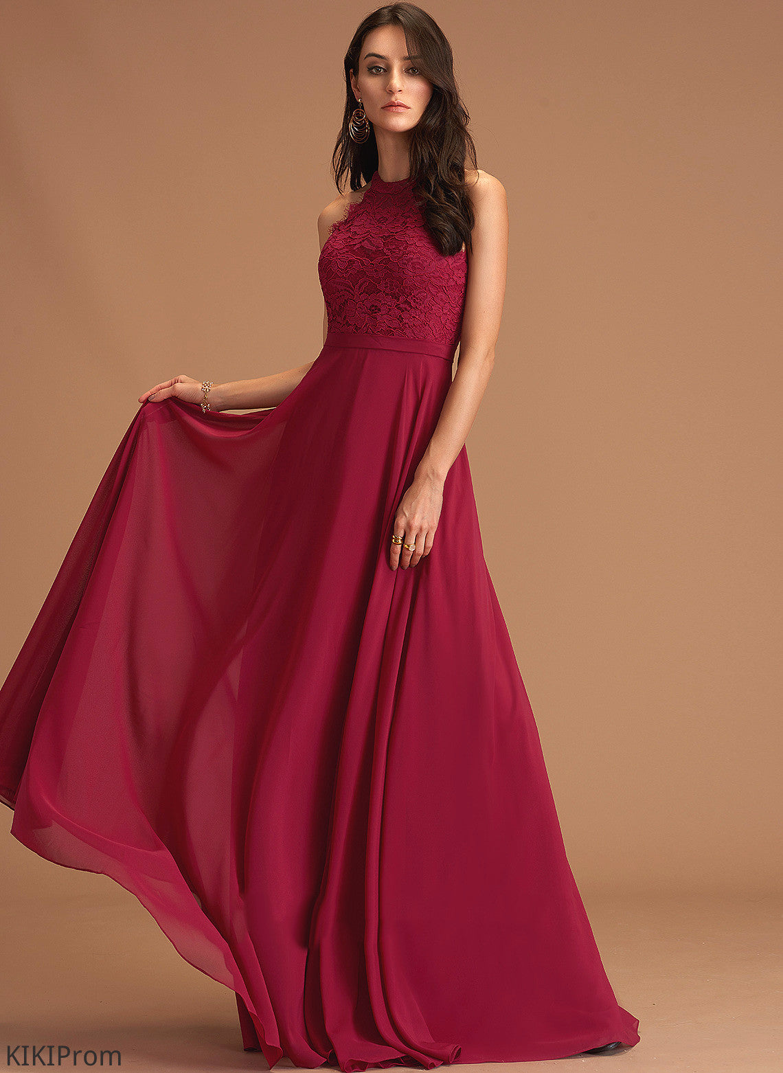 Fabric Neckline Scoop Length Silhouette Floor-Length Lace A-Line Straps&Sleeves Yaretzi A-Line/Princess Sleeveless Bridesmaid Dresses