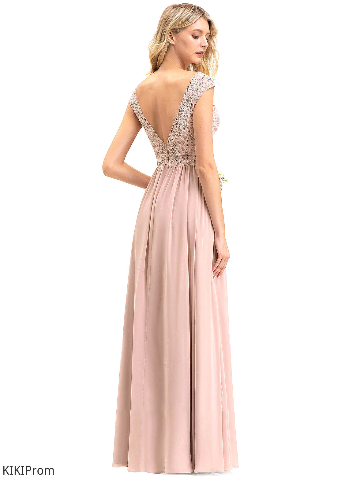 Silhouette A-Line Length Straps Floor-Length Lace Neckline Fabric V-neck Dana Bridesmaid Dresses
