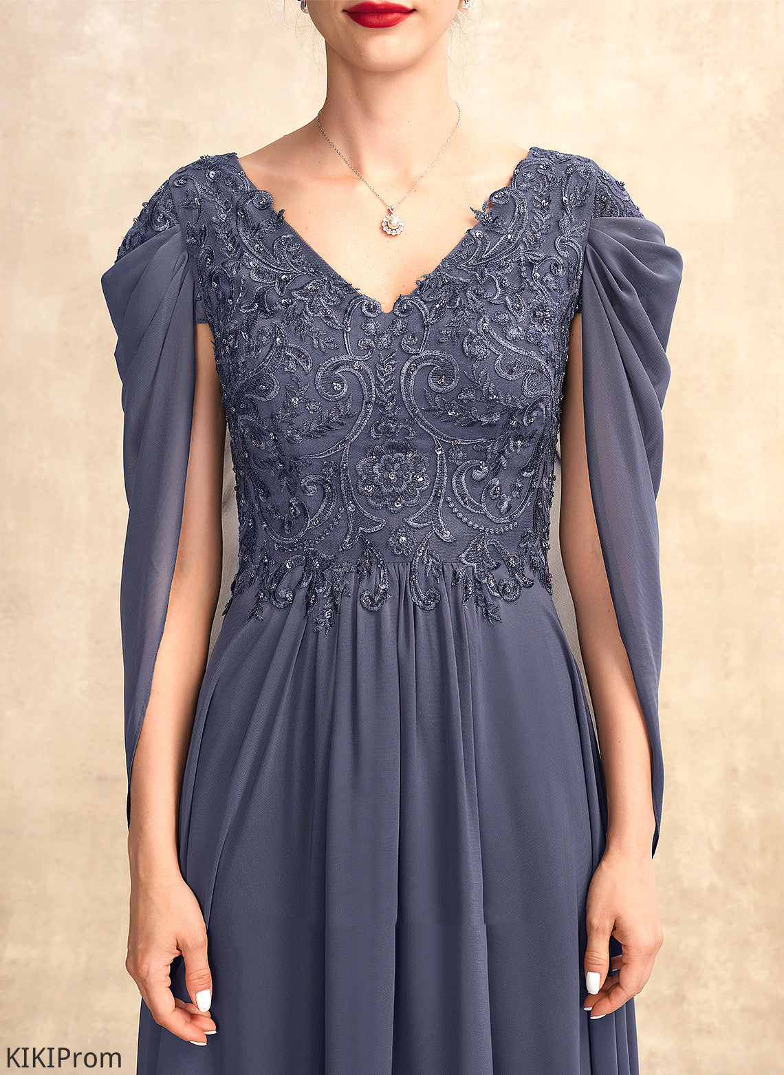 Mother of the Bride Dresses A-Line Bride Floor-Length Dress Leia With Mother Beading the of Lace Sequins V-neck Chiffon