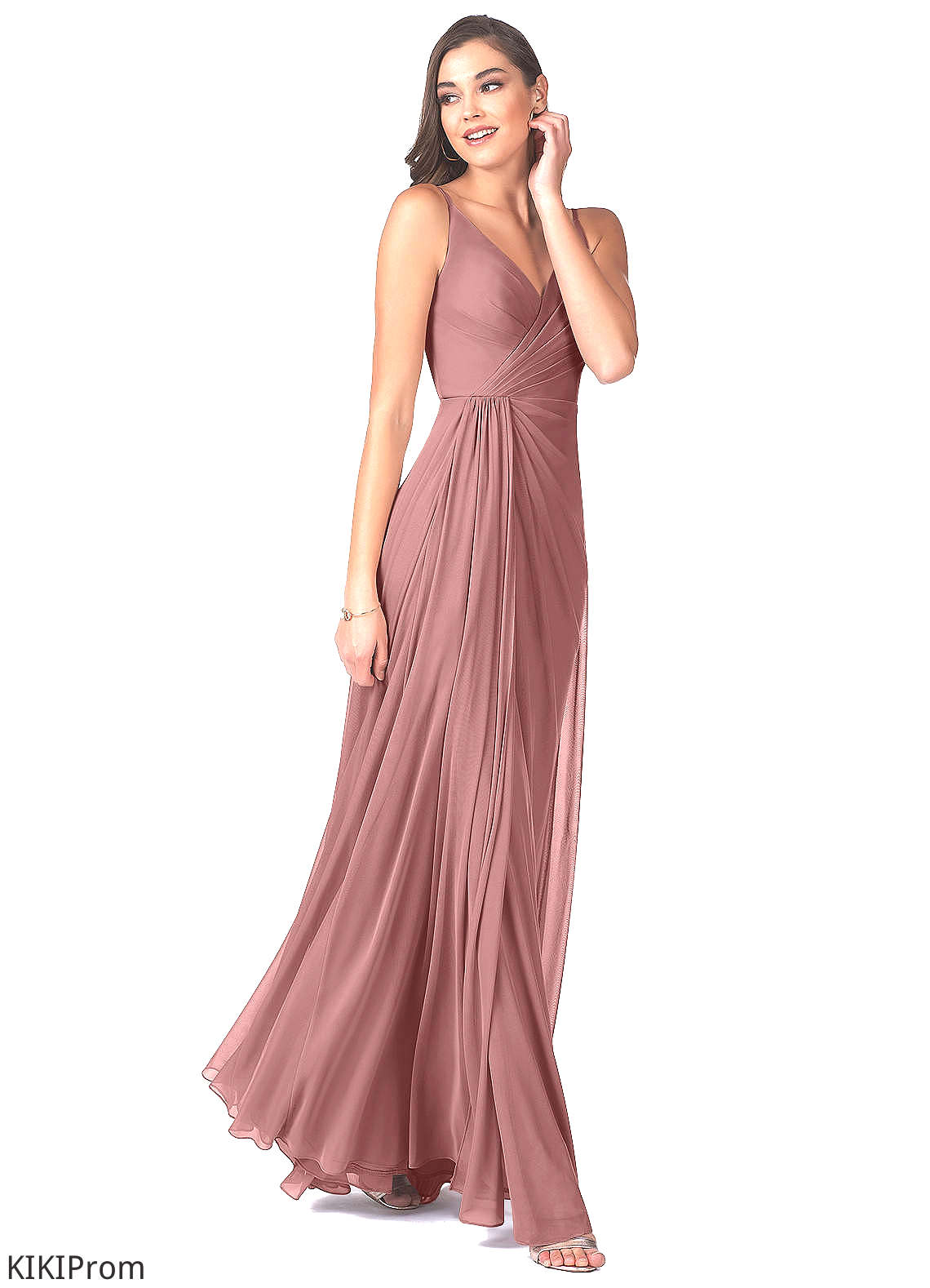 Claudia Natural Waist A-Line/Princess Sleeveless Spaghetti Staps Floor Length Bridesmaid Dresses