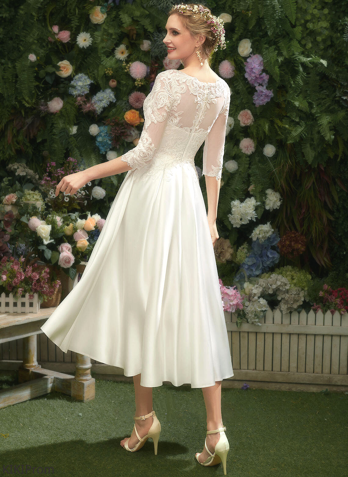 Wedding Dresses Tea-Length Lace Dress Cassidy Wedding A-Line Illusion With