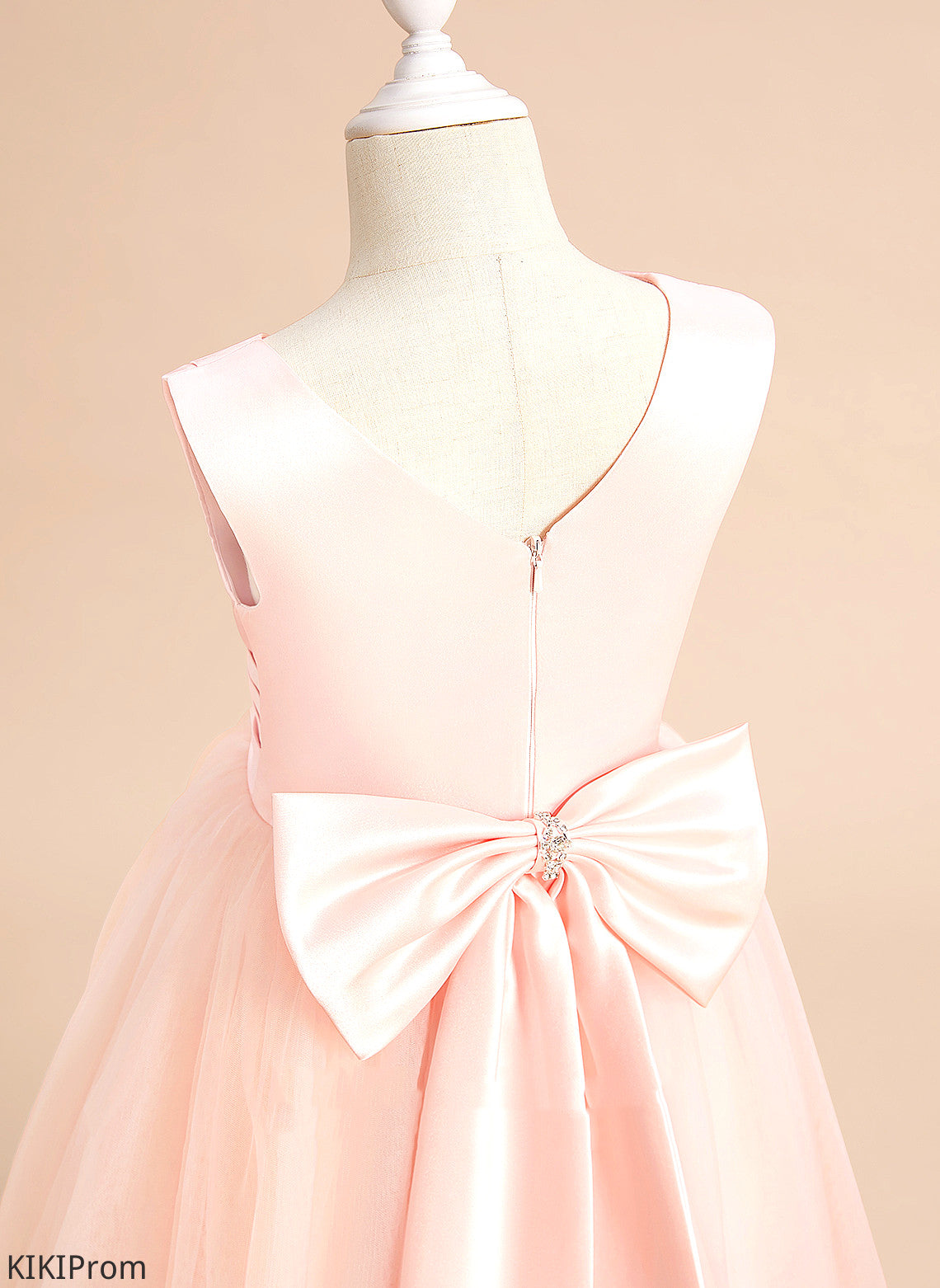 - Ball-Gown/Princess Floor-length Bow(s) Girl Alani Sleeveless Flower V-neck Dress Satin/Tulle Flower Girl Dresses With