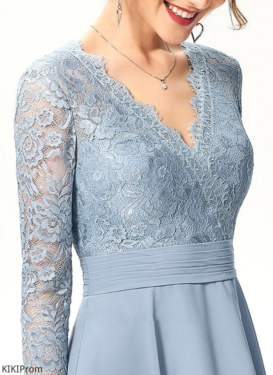 Length Neckline Sleeve Knee-Length A-Line Fabric V-neck Lace Silhouette Nayeli Floor Length A-Line/Princess Bridesmaid Dresses