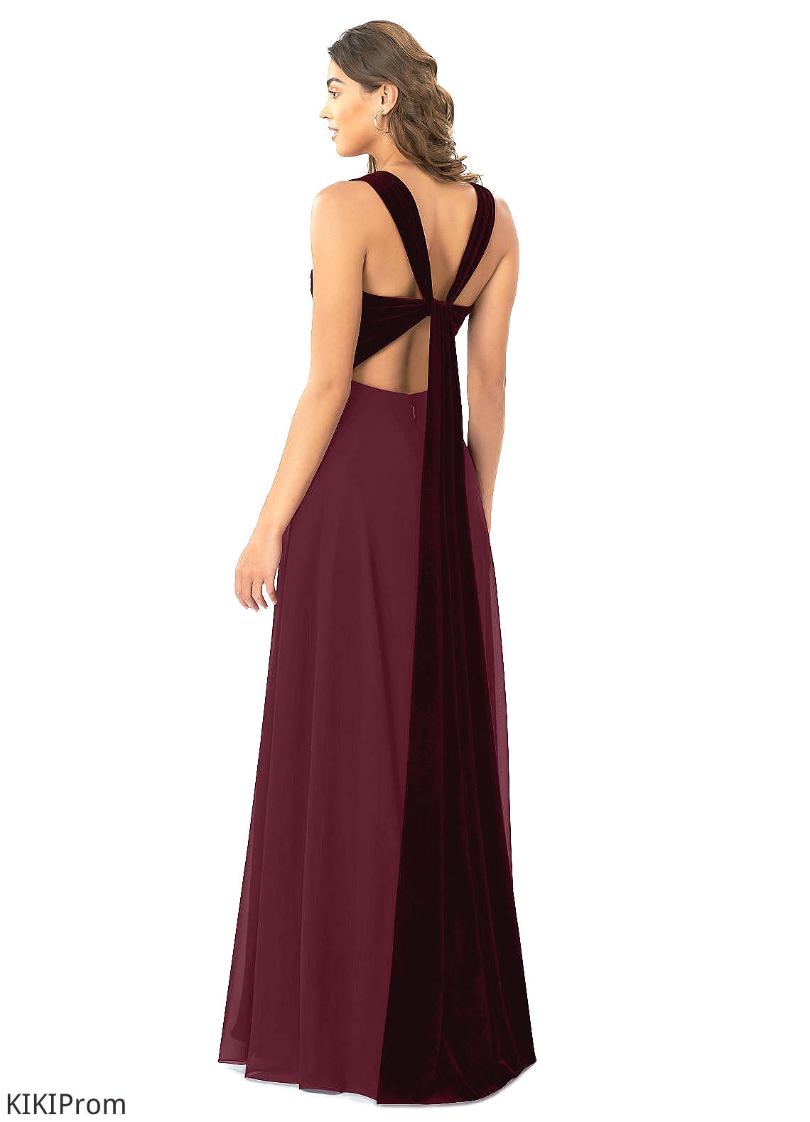 Azaria Halter A-Line/Princess Floor Length Natural Waist Sleeveless Bridesmaid Dresses