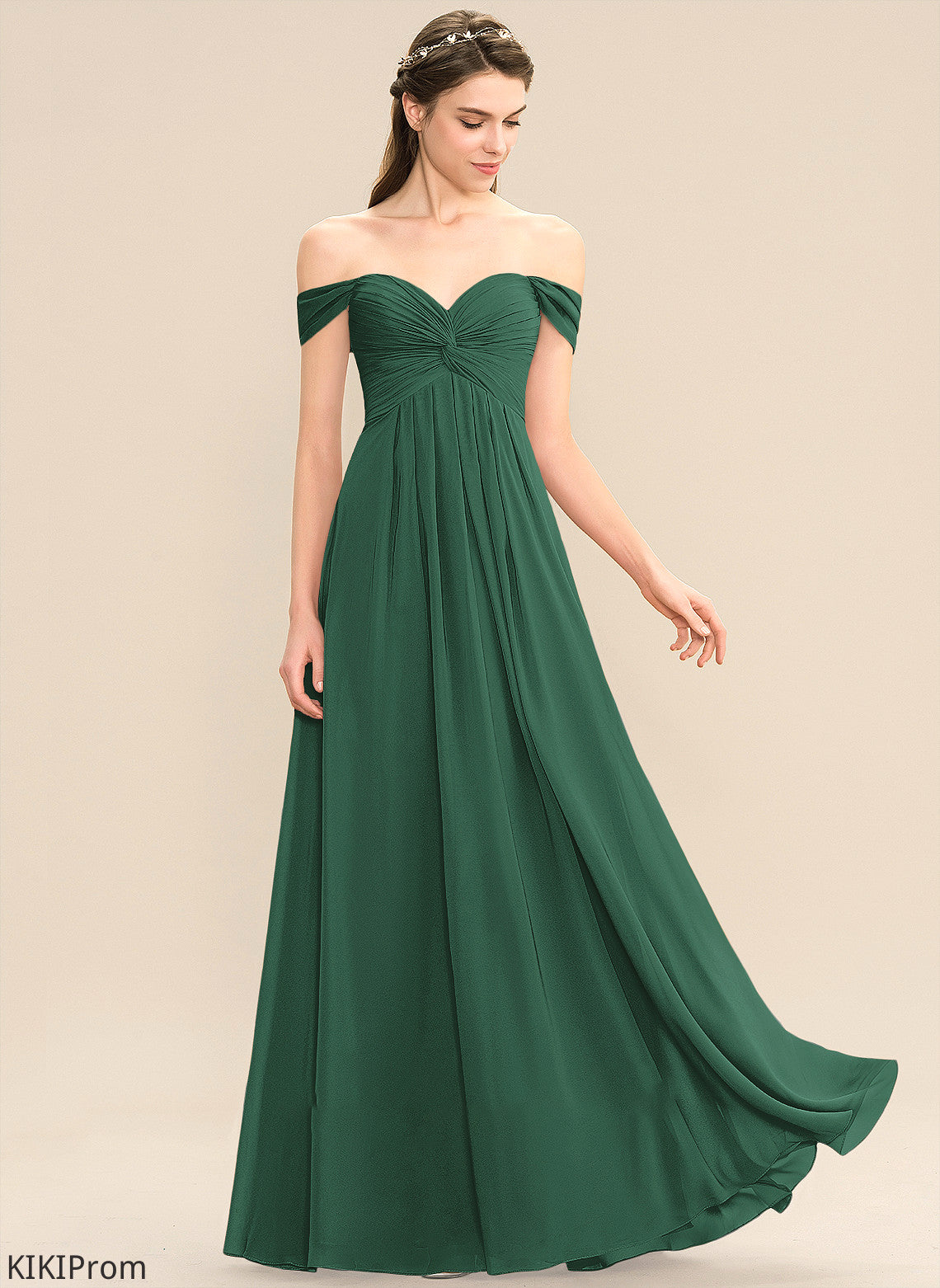 Embellishment Ruffle Off-the-Shoulder Silhouette Length Floor-Length Neckline A-Line Fabric Delaney High Low Sleeveless Bridesmaid Dresses