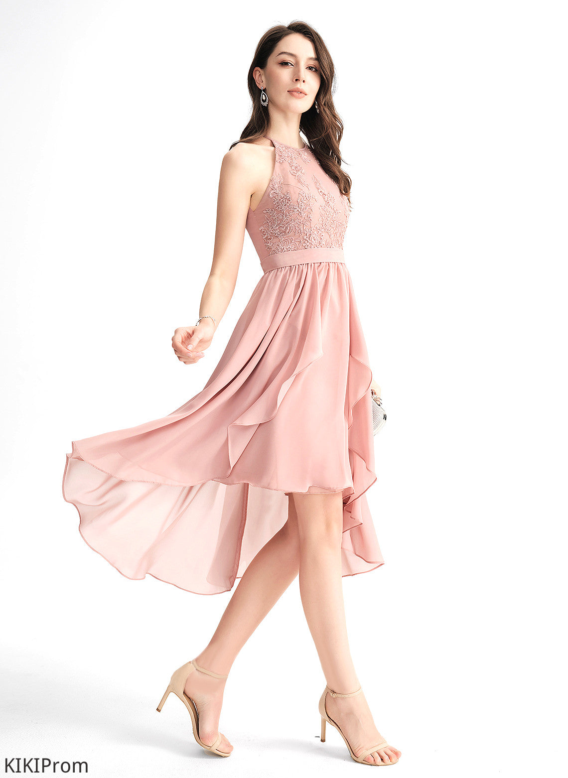 Homecoming Dresses Asymmetrical Monique Neck With Chiffon Scoop Dress A-Line Lace Homecoming