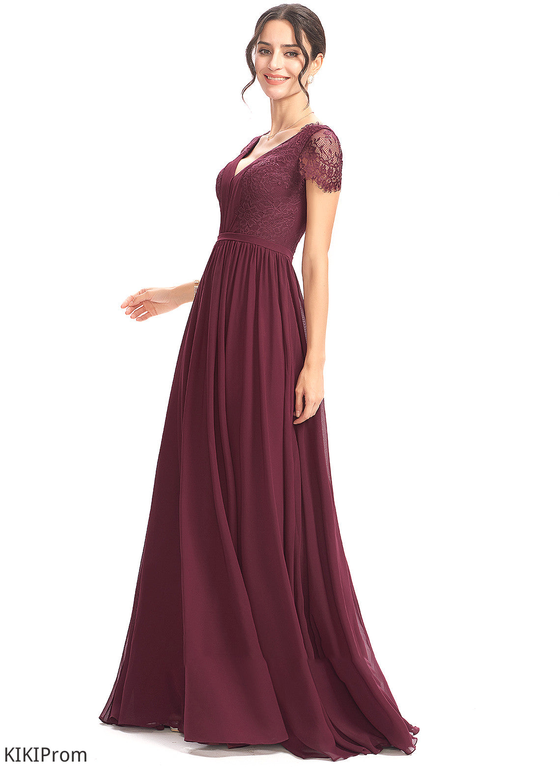 Silhouette Floor-Length Length A-Line V-neck Embellishment Neckline Lace Fabric Trinity V-Neck A-Line/Princess Bridesmaid Dresses