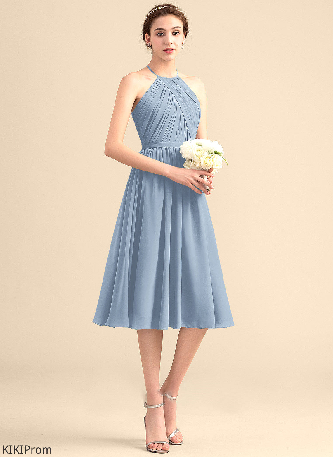Length Neckline A-Line Ruffle Embellishment Fabric ScoopNeck Knee-Length Silhouette Maci Floor Length Sleeveless Bridesmaid Dresses