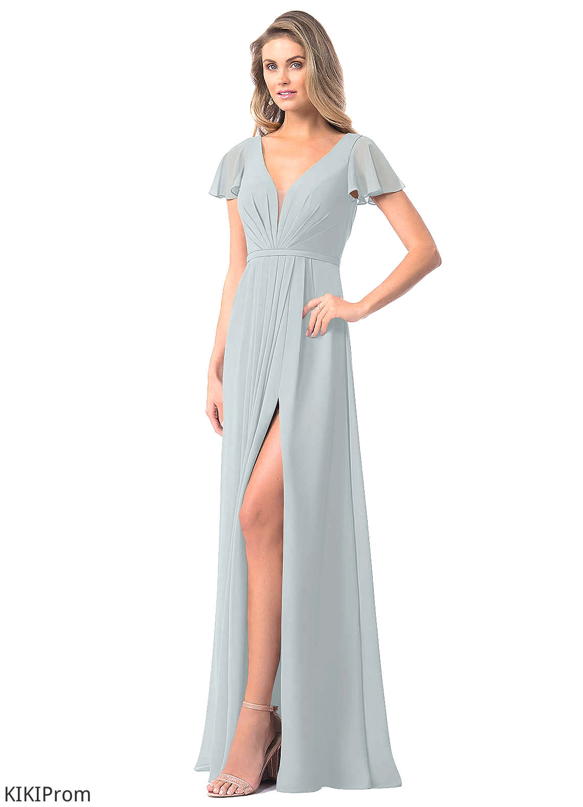 Valery Spaghetti Staps A-Line/Princess Natural Waist Sleeveless Floor Length Bridesmaid Dresses