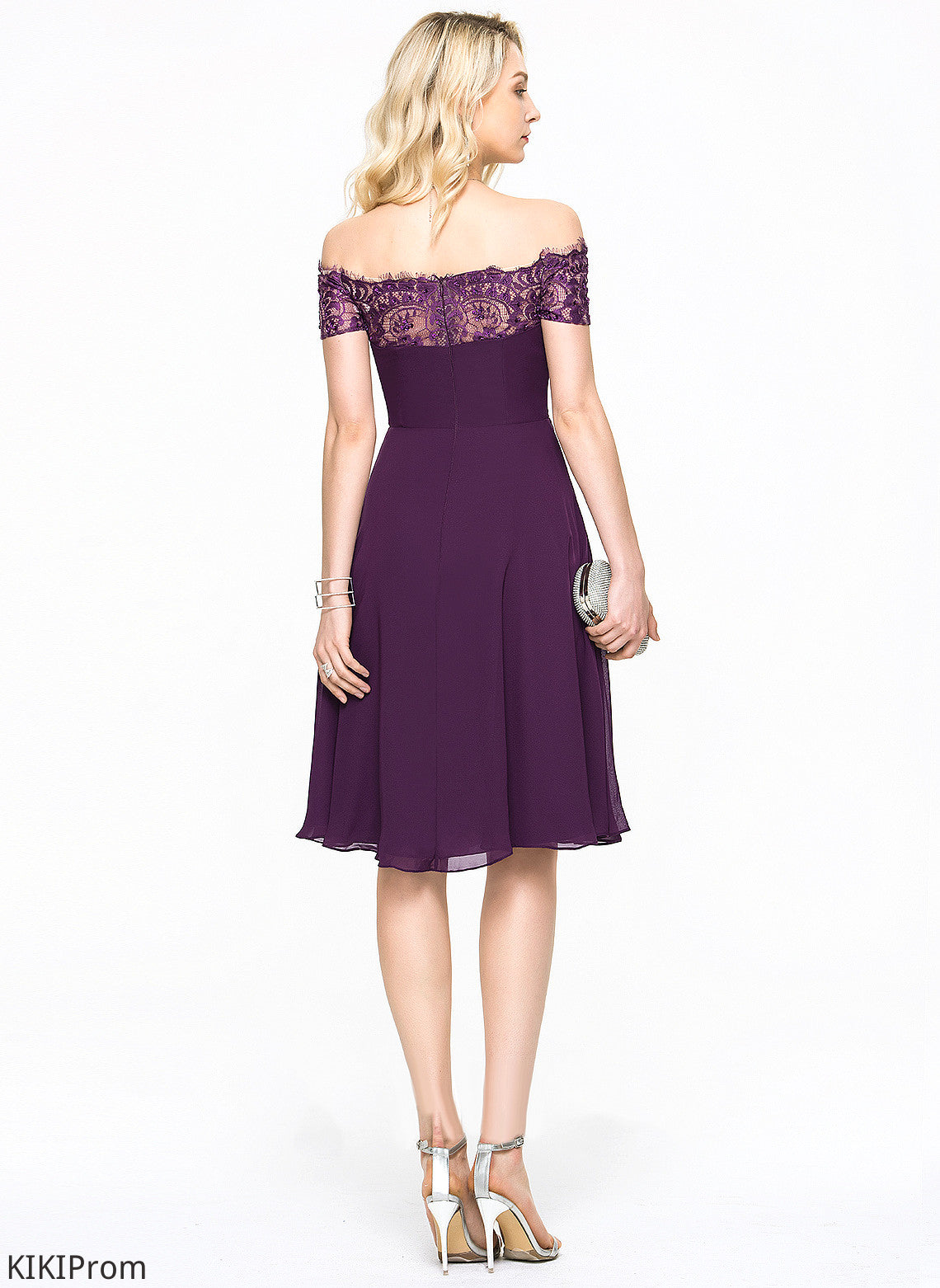Dress Homecoming Dresses Fiona Chiffon A-Line Beading Off-the-Shoulder Lace Homecoming With Knee-Length