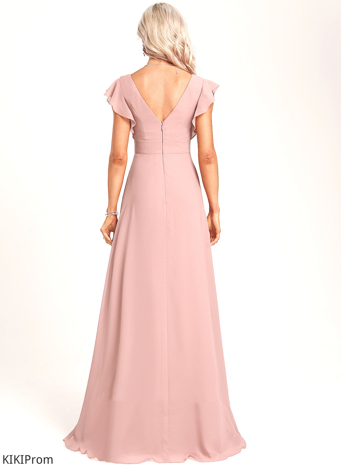 Embellishment A-Line Floor-Length V-neck Length Silhouette Neckline Fabric Ruffle Hallie Bridesmaid Dresses