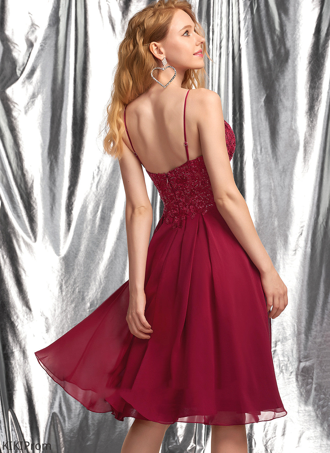 Knee-Length Janelle V-neck Chiffon Homecoming Dresses Dress Homecoming A-Line