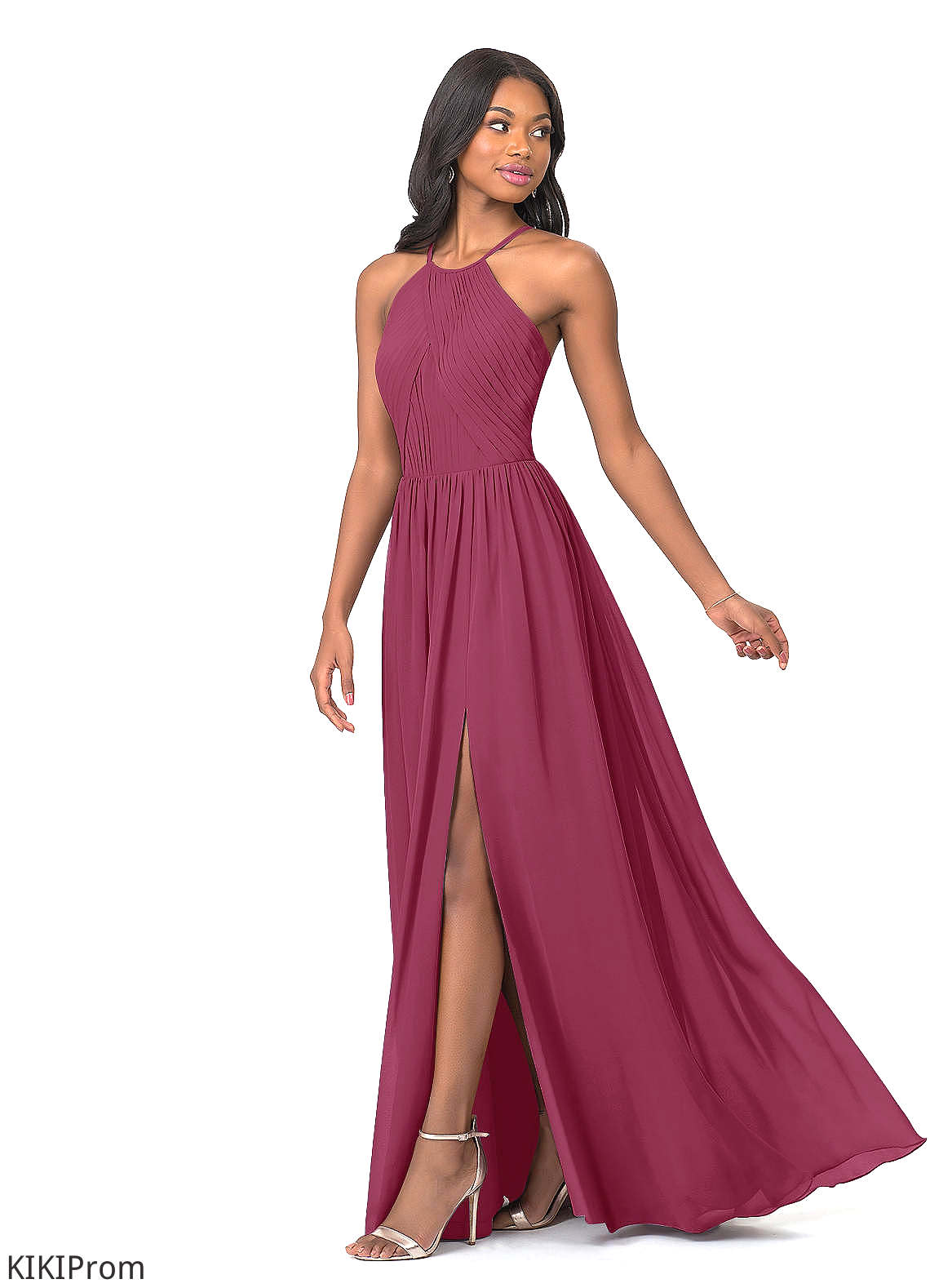 Shania Natural Waist Off The Shoulder Floor Length Straps Sleeveless Bridesmaid Dresses