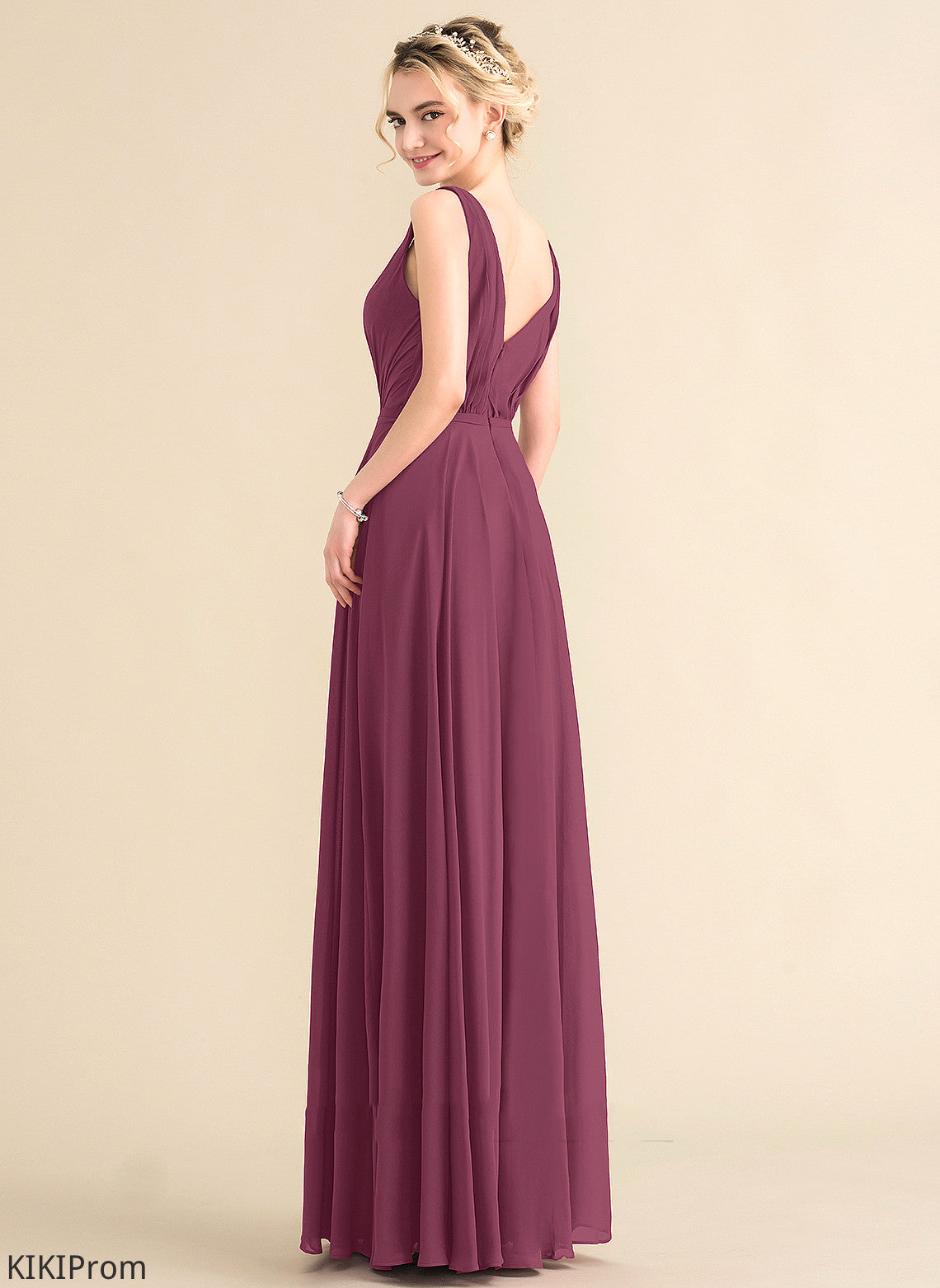 A-Line Length Floor-Length Silhouette Embellishment Fabric V-neck Pleated Neckline Patricia Tulle Natural Waist Bridesmaid Dresses