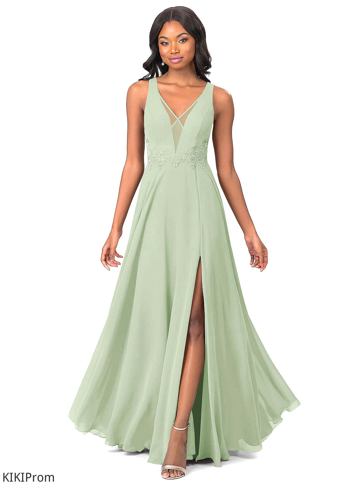 Alena Natural Waist Knee Length Sleeveless Halter A-Line/Princess Bridesmaid Dresses