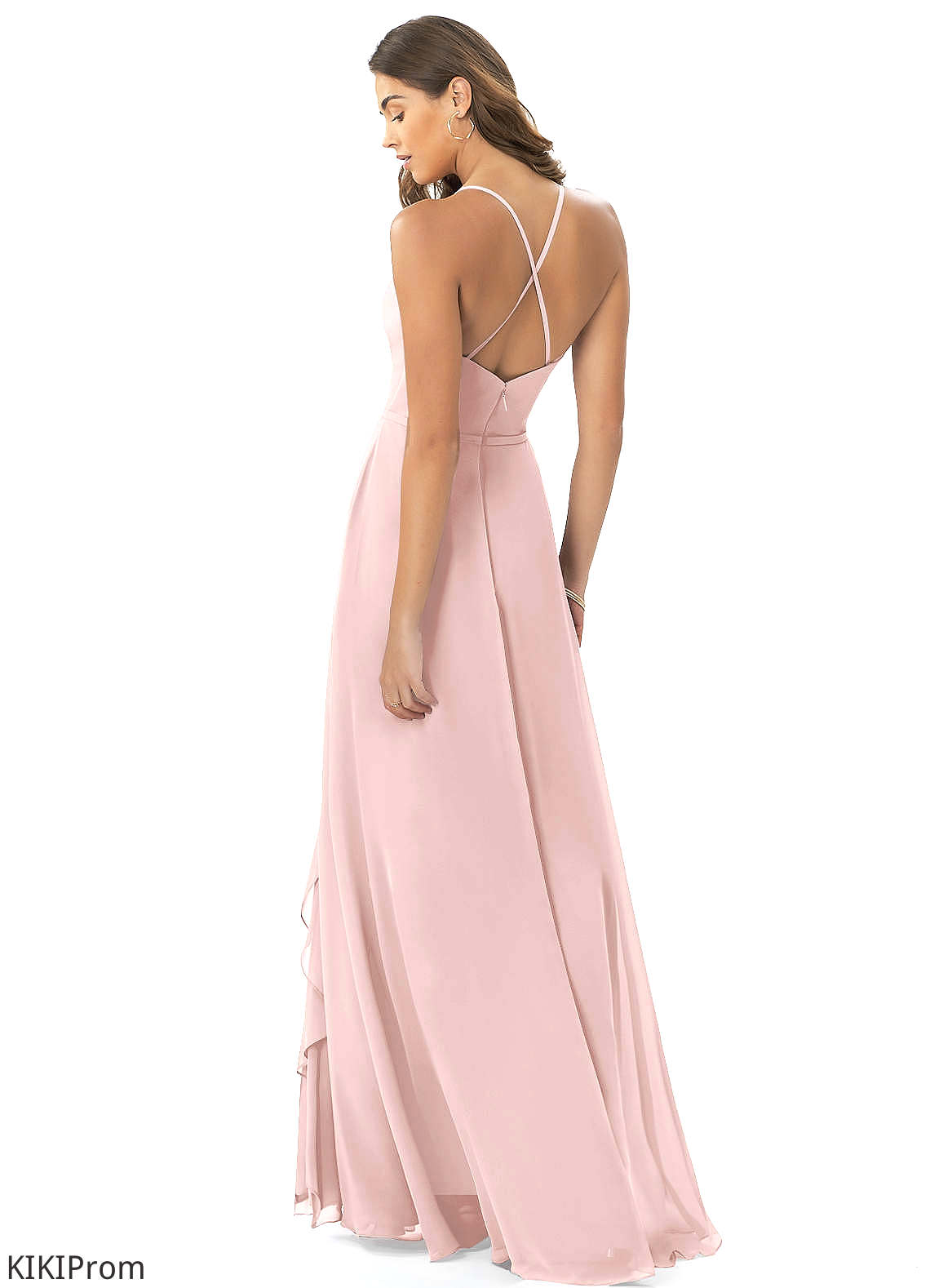 Luz Natural Waist Floor Length V-Neck A-Line/Princess Sleeveless Bridesmaid Dresses