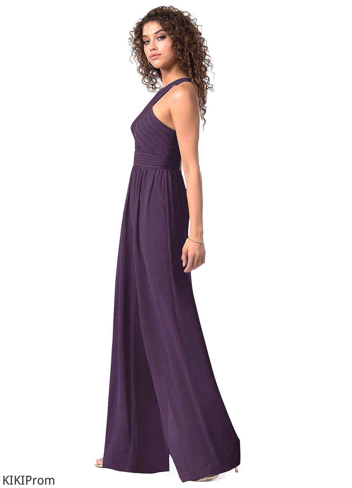 Clara A-Line/Princess Sleeveless Spaghetti Staps Natural Waist Floor Length Bridesmaid Dresses