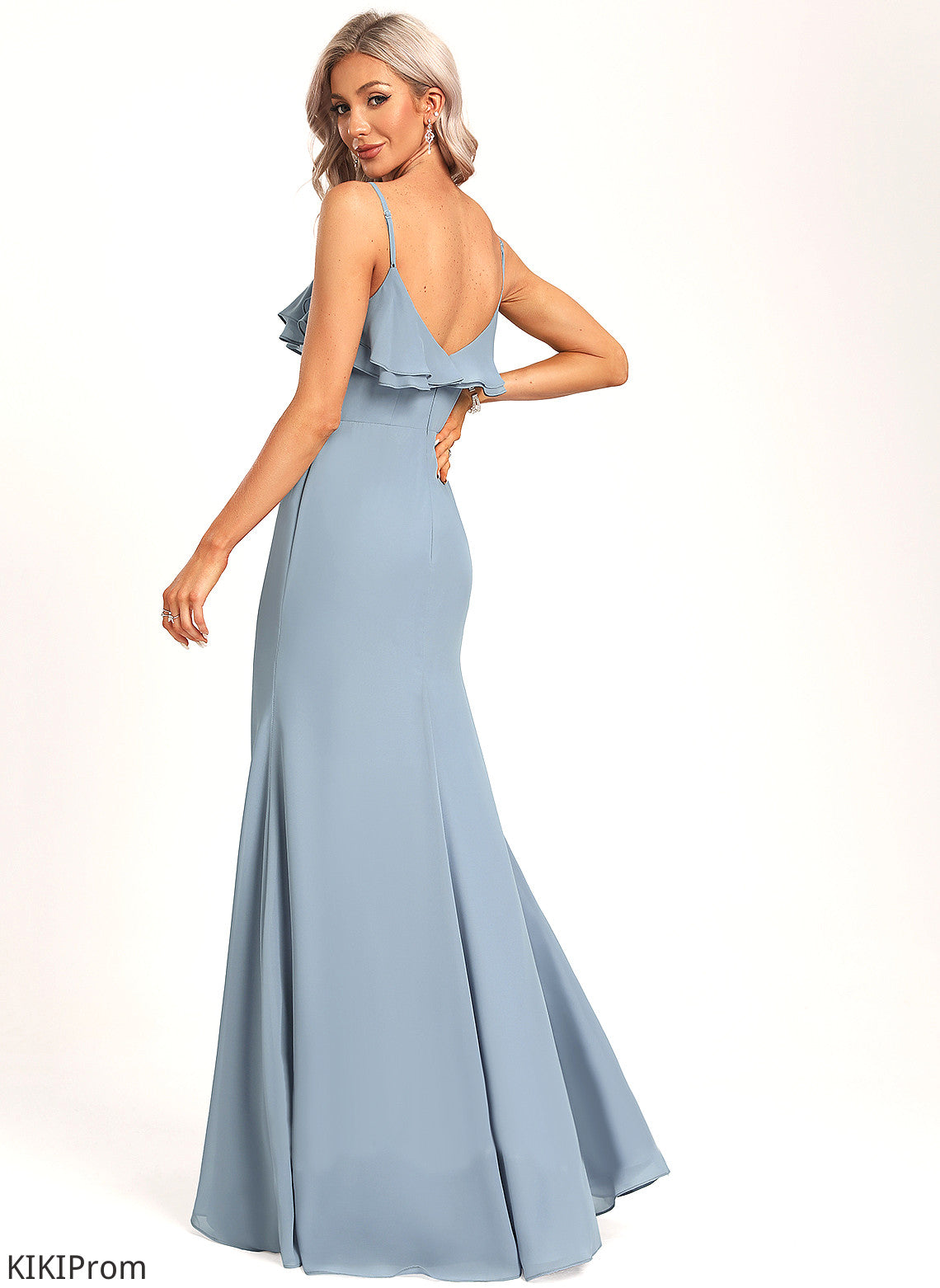 Floor-Length Neckline Fabric V-neck A-Line Length Silhouette Embellishment Ruffle Hailee Bridesmaid Dresses